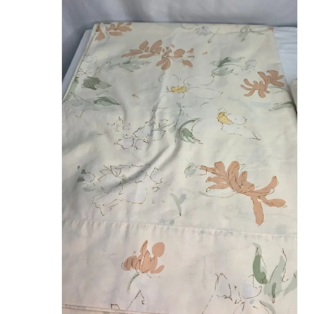 Vintage Twin Sheet Set Flat Fitted Sheets Floral Cottagecore No Pillowcases